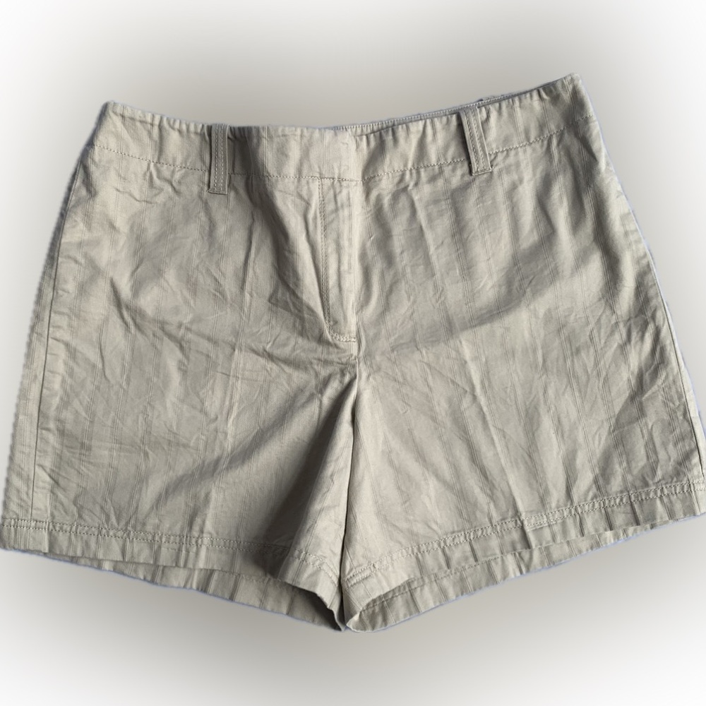 Ann Taylor cotton shorts with pinstripe detail, 2 back flap pockets, size 12